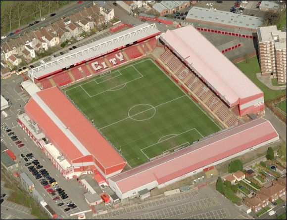 Ashton Gate - the home of Bristol City FC (aerial photograph  Bing Maps)