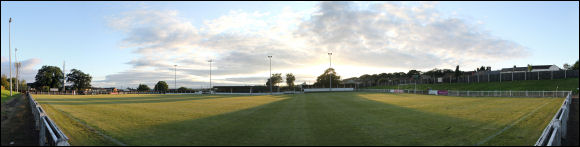 The sun sets on Cinderford Town's Causeway ground