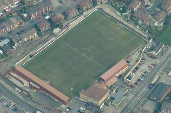 The Butchers Arms - the home of Droylsden FC (aerial photograph  Bing Maps)