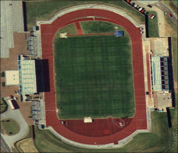 The South Kesteven Sports Stadium - the home of Grantham Town FC (aerial photograph  Bing Maps)