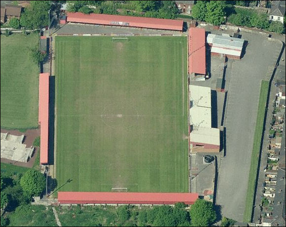 Ewen Fields - the home of Hyde United FC (aerial photograph  Bing Maps)