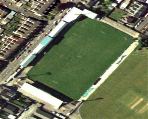 The Gnoll - the home of Neath Athletic FC (aerial photograph  Bing Maps)