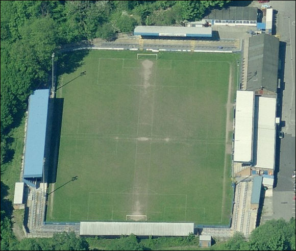 Bower Fold - the home of Stalybridge Celtic FC (aerial photograph  Bing Maps)