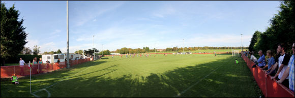 A panoramic photograph of Longmeadow, the home of Whitchurch United