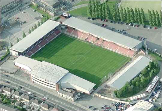 The Racecourse Ground - the home of Wrexham FC (aerial photograph  Bing Maps)