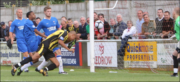 Sam Ellis stoops to head home City's equaliser in todays game