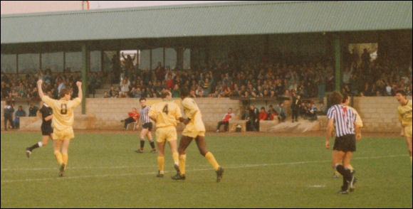 Steve Talboys celebrates after scoring against Dorchester