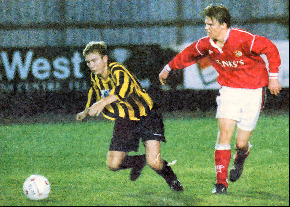 Tom Radcliffe in action for City's reserves as they beat Worcester City 2-0